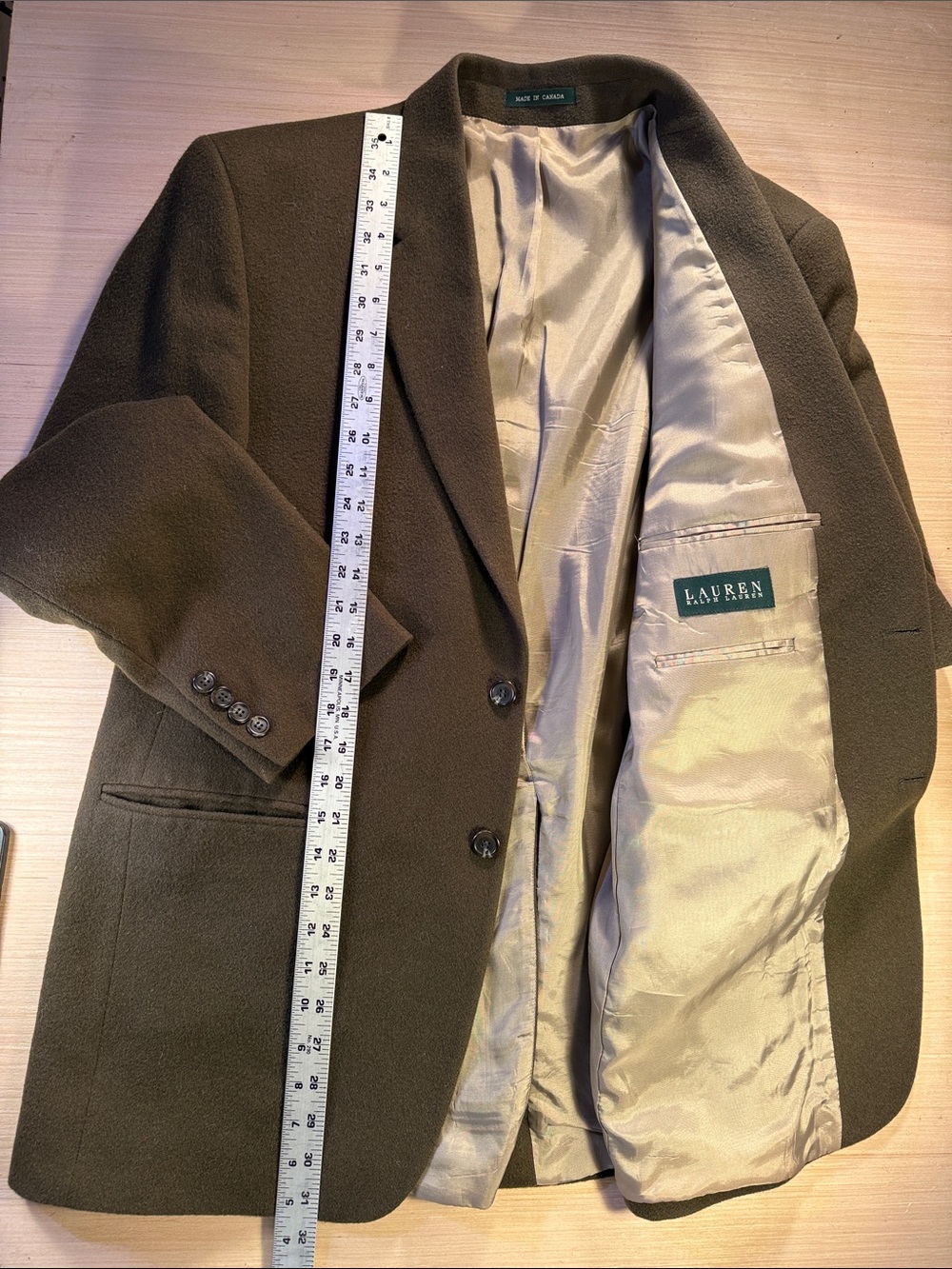 Lauren Ralph Lauren Men’s Olive 100% Camel Wool Blazer